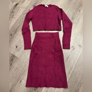 2 piece sweater and skirt outfit